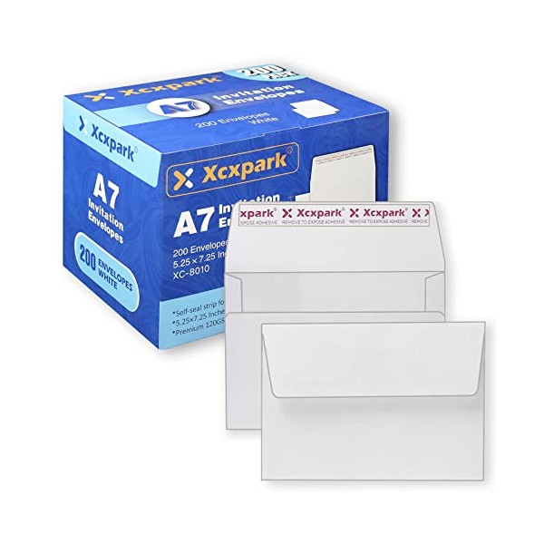 Xxcxpark 200 Qty Printable A7 Invitation Envelopes 5.25X7.25 inches Cards,