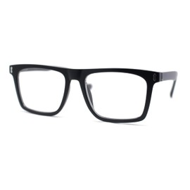 SA106 Stylish Classy Squared Rectangle Horn Rim Plastic Fashion Reading Glasses All Black +1.50