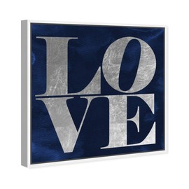 The Oliver Gal Artist Co. Typography Framed Wall Art Canvas Prints 'Solid Gold Navy Silver' Love Quotes and Sayings Home Décor, 12" x 12", Blue, Gray