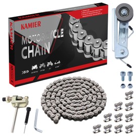 KAMIER #25 Drive Chain 126 Links with Chain Tensioner Adjuster Kit Replacement for Razor MX350 MX400 SX350 ZR350 Dirt Rocket Bike Kids Electric Motocross Off Road Roller Chain Breaker Heavy Duty Parts