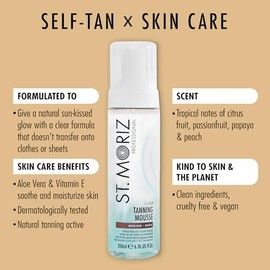 ST. MORIZ St Moriz Professional Clear Tanning Mousse with Aloe Vera & Vitamin E, Fast Drying Vegan Fake Tan, Medium to Dark (200ml)