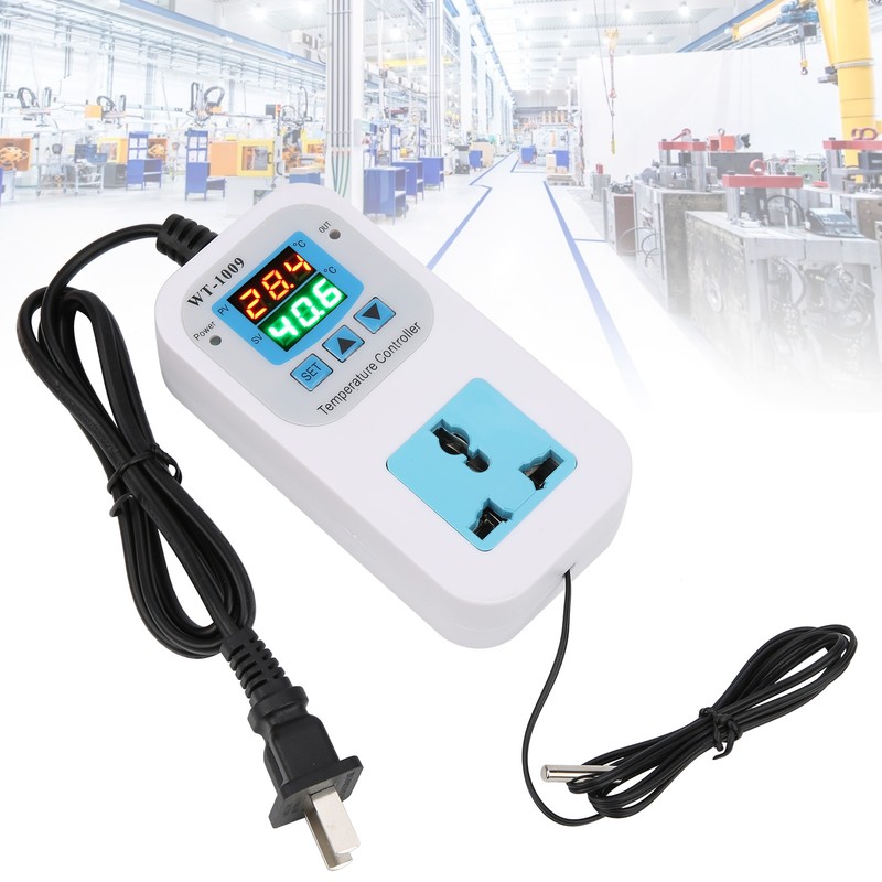 Temperature Controller Digital Dual Display Electronic Control Socket 10A WT‑1009