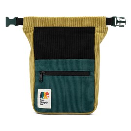 Oso Supply Co - Retro Corduroy Bouldering Bucket, Large Size Freestanding Chalk Bag for Rock Climbing, Magnetic Roll Down Closure, Dual Brush Loops, Zippered Pockets and Pouch (Olive and Black)