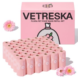 VETRESKA Lavender Scented Dog Poop Bags, Leak Proof, Extra Thick and Large Dog Waste Bags for Dog Walking and Cat Litter, 36 Refill Rolls, 540 Bags, Pink