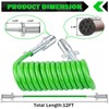 CheeMuii 7 Way Coiled Trailer Cord 12 FT Green ABS