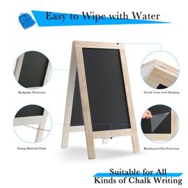 DAHAPYBOO Sandwich Board 40"x20" 2Pack Solid Pine Wood Rustic White,Chalk Board Sign Board,Sandwich Board Signs Outdoor, Chalkboard Easel,A Frame Chalkboard Sign,Menu Chalkboard,2pack