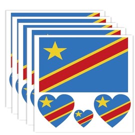 20 PCS Congo Democratic Flag Tattoo,COD Congolese Banner Tattoos Decoration Decal, Rectangle Heart Waterproof Sticker for Party Parade