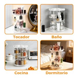 Organizador de Maquillaje, 360 Grados de rotación Organizadors  Maquillajes CajasOrganizador de Maquillajes Caja ajustable Organizador de Maquillaje  