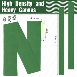 Threan 4 Pcs Long Canvas Sandbags for Flooding Sand Tube Bags Flood Protection Thickened Reusable Rain Wind Flood Barrier with Elastic Band Water Barrier Tube for Door Rain Control, Green (4 ft)