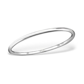 Simple Skinny Sterling Silver Band Ring 1mm (J)