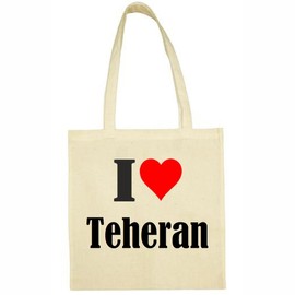 '"I Love Teheran Shopping Bag School Bags Gym Bag 38 x 42 cm in Pink White Beige Red Blue Green Grey Yellow, beige