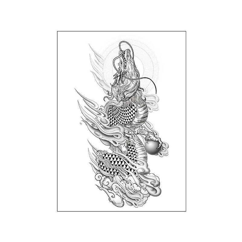 2 Sheets Temporary Dragon Tattoo Arm Tattoos T125 126