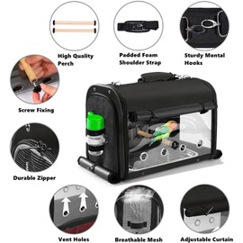 SUERTREE Bird Carrier Bag Bird Travel Cage with Stand, Lightweight Backpack for Parrot, Portable Bird Travel Bag, Pet Transparent Breathable Travel Cage, Black