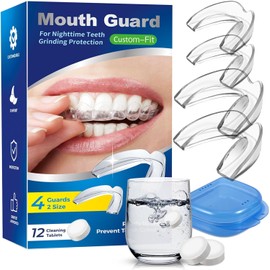 Mouth Guard for Grinding Teeth at Night, Night Guards for Teeth Grinding, Mouthguards for Grinding of Teeth, Mouth Guard for Clenching Teeth at Night with 12 Cleaning Tablets