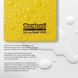 Exacompta - Ref 2426Z - Chartwell Casebound Level Survey Book - 192 x 120mm in Size, Excellent Strength When Wet, Ideal for Use Outside, Pre-Printed Pages, Yellow