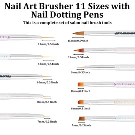 11pcs Nail Art Brushes, Nail Brushes for Nail Art, Liner Brush for Nails Gel, Professional Double-Ended Nail Art Brush Kit, Nail Dotting Tool for DIY Nail Art