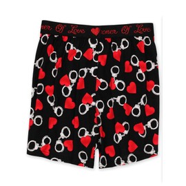 Briefly Stated Prisoner of Love Men's Boxer Shorts Underwear (X-Large, Black/Red)