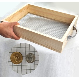 Voulosimi Soil Sifter Metal Dirt Sifter 3/8" Mesh Screen with Wire Mesh Multi-Purpose Garden Sifter Rock Sifter Compost Sifter for Gardening (16.7 x 12.8 inch)