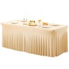 PARTISKY Champagne Table Skirts for Rectangle Tables 8ft Spandex Table