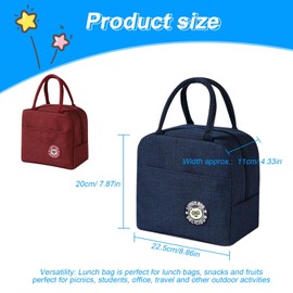 DIYCUT Pack of 2 Insulated Lunch Bag, 7 L, Cool Bag, Small, Thermal Lunch Box Bag, Portable, Foldable Insulated Bag with Foil Lining, for Lunch Box, Picnic, School, Office & Travel (Blue/Red)