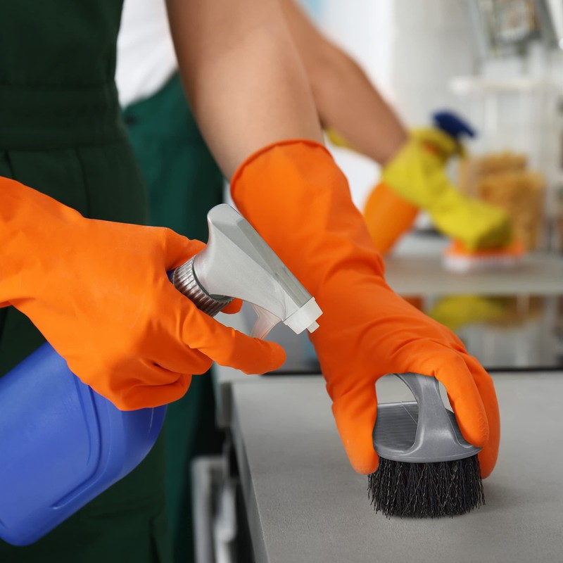 Relaxdays Scrubbing, Set of 6, Hard Bristles, with Handle, Cleaning,