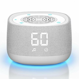 Sound Machine & Clock with Bluetooth 5.4, 14 Soothing White Noise Sounds, Night Light, Sleep Timer, 1000mAh Portable Rechargeable Sound Machine for Adults, Home, Travel, Office (White, Standard Size)