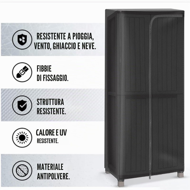 Copertura per armadio da giardino, resistente alle intemperie, 72x44x170 cm,