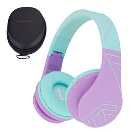PowerLocus Auriculares Bluetooth para niños, auriculares plegables inalámbricos sobre la oreja, auriculares con micrófono, límite de volumen de 85 dB, auriculares inalámbricos y con cable con micro SD, FM para teléfonos celulares, tabletas, PC