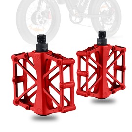 Red Pedals Compatible with Ridstar Q20, Bicycle Pedals for Electric Bike, Aluminium Lightweight Platform Pedal with Non-Slip Pins, Durable Flat Pedal for Electric Bicycle