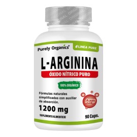 L Arginina Pure, Vegana, 90 Cápsulas. Purely Organics. Sabor Sin sabor