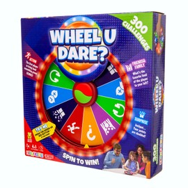 Wheel U Dare? The ultimate in live family games, quiz games with a difference, spin the wheel and complete the challenges. Easy out of the box play board game. Family games for kids and adults.