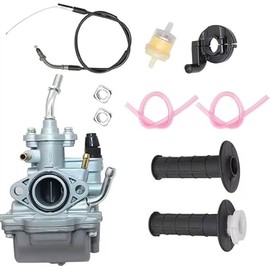 XQSMWF TTR90 Carburetor with Handle Grip Throttle Cable Compatible with Yamaha TTR90 2000-2003 TTR90E 2003-2005 Replace 5HN-14101-00-00 5HN-14101-10-00 5HN141010000 with Air Filter & Valve Petcock