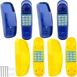 Haconba 4 Pack Swingset Phone Toys Plastic Playground Phone Pretend Telephone Toy with Numeric Key for Outdoor Playground Treehouse Jungle Gym Accessories (Yellow,Blue)