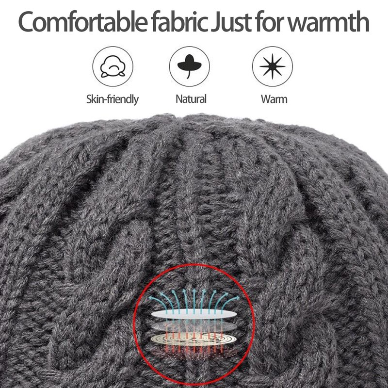 Clakllie Mens Beanie with Brim Skullcap Hat Knitted Thick Visor