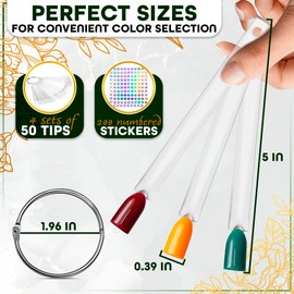 Nail Polish Swatch Sticks with Number Stickers - 200Pcs Nail Polish Swatch Rings Clear Nail Swatch Sticks Display Sticks Nail Color Practice Plastic Nail Swatches Sticks - Nail Sample Swatches Sticks