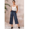 ECUPPER Womens Casual Loose Elastic Waist Cotton Trouser Cropped Wide