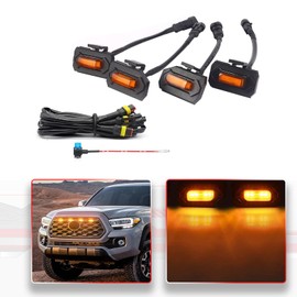 ‎MODIPIM Amber Shell Amber Light 4pcs Tacoma LED Grill Lights for Toyota Tacoma 2020 2021 2022 TRD Off-Road & Sprot OEM Grille with Wiring Harness
