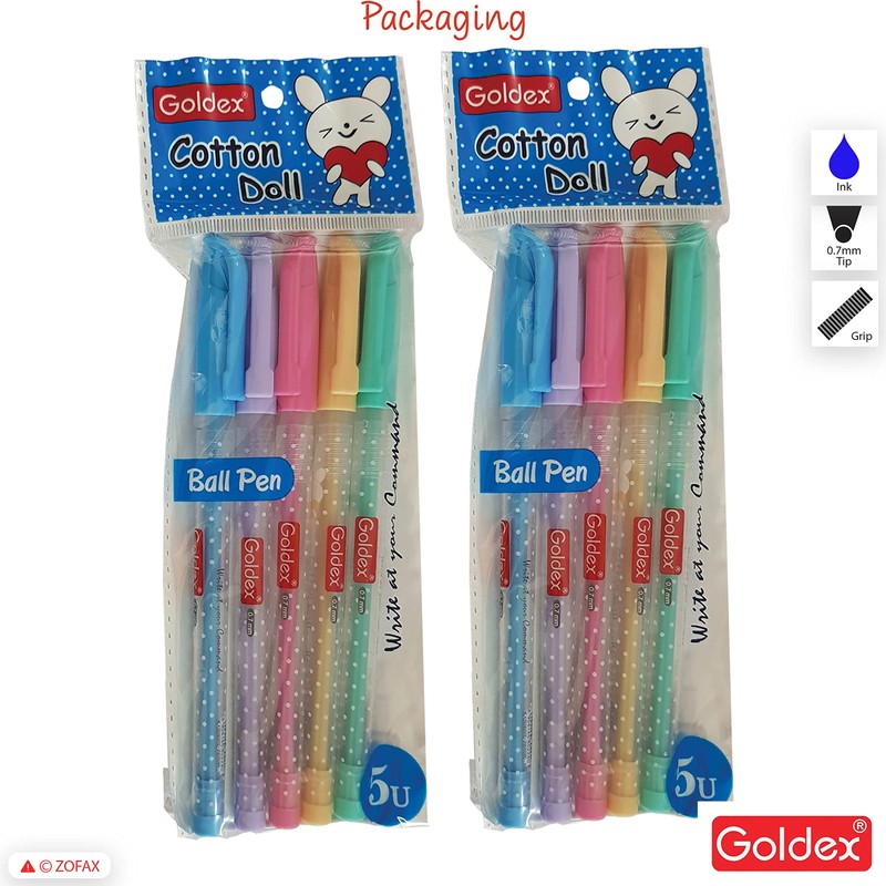Goldex 10 x 0.7mm Ball Pens Cotton Doll Ball Point