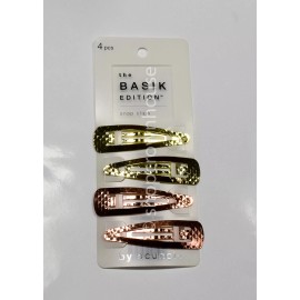 Scunci The Basik Edition By Scünci Snap Clips 4 Pcs #V22 Gold & Rose Gold