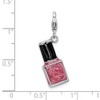 Adornica Diamonds Sterling Silver Rhodium-Plated 3-d Enameled Pink Nail Polish