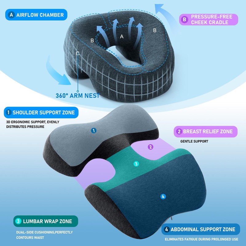 KONOVOLY Breast Pillow and Face Down Pillow for Massage Set,
