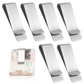 BOHUIZ 6 Pack Small Men's Slim Money Clip, Metal Wallet Clip for Men Stainless Steel Credit Business Card Holder Cash Clips Pocket Cash Money Clips Pocket Wallet(Silver)