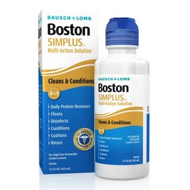 Boston Simplus Multi-Action Solution 3.5 oz – 2-in-1 Cleaner & Conditioner for Rigid Gas Permeable Lenses, Removes Daily Protein, Fast Overnight Soak System