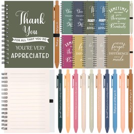 10 Sets Employee Appreciation Gift Bulk Team College Graduate Thank You Gift Inspirational Notebook Motivational Ballpoint Pen Thank You Gifts for Colleagues Volunteer Teacher Nurse Coworker Staff