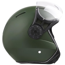 Harssidanzar Motorcycle Helmet Single Visor Open Face Motorbike Scooter Moped Helmet Cruiser ,DOT Approved,for Men and Women CU604US, 3 Army Green,Size Large