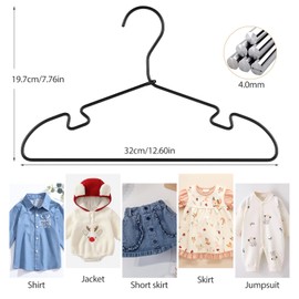 Black Aluminum Hanger, 12.6 Inch Kids Baby Hanger, Sturdy Metal Kids Hanger for Wardrobe, Space Saving Toddler Hangers (30 pcs)