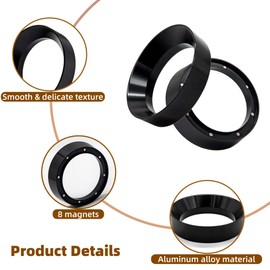 Kybelehoo 58 mm Aluminium Coffee Dosing Ring with Strong 8 Magnets, Anti-Puffing Outer Carabiner Design, Compatible with Espresso Machines and Coffee Machines, Universal Fit for 58 mm Portafil