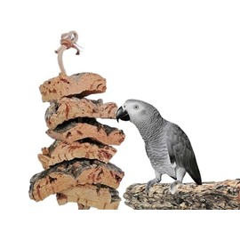 Großer Knabberspaß XXL mit viel Korkrinde, mit dicken Lederriemen zum aufhängen Käfigzubehör Wellensittichspielzeug Papageienspielzeug