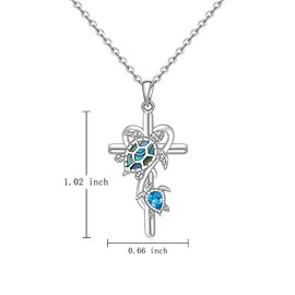 Turtle Necklace Sea Turtle Necklaces for Women Sterling Silver Cross Abalone Turtles Mother Daughter Pendant Jewelry Birthday Gifts