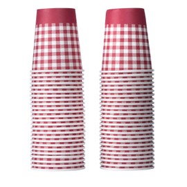 Hammont Picnic Themed 9 oz Disposable Paper Cups (50 Pack) Ideal for Family Dinner, Birthday and Picnic Parties